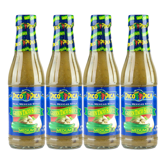 Pico Pica Green Taco Sauce, 7 oz (Pack of 4) – Allergen-Free