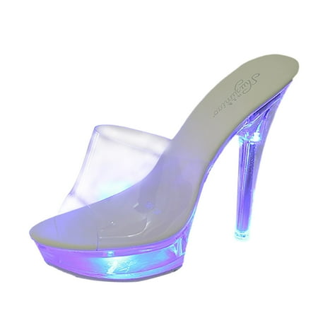 YUHAOTIN Comfortable High Heels for Women Ultra High Transparent Sexy High Heeled Colorful Light Electrified High Heeled Light Shoes High Heels for Women Wide Feet Wedge Womens Sandals Dressy