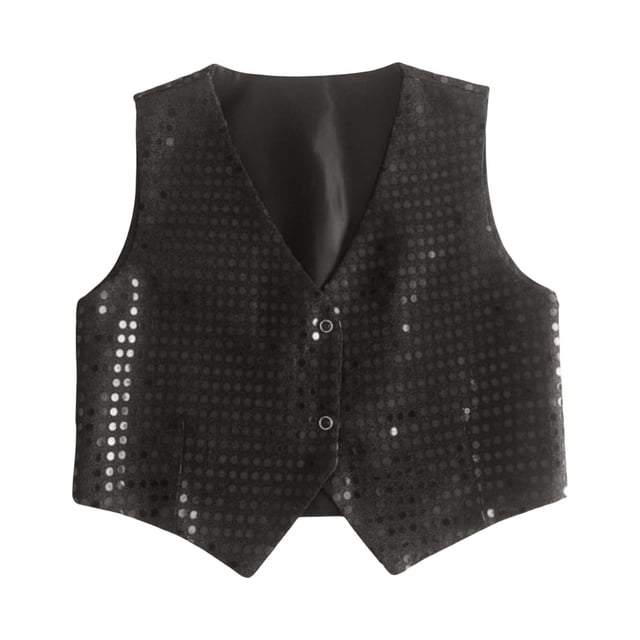 Gilet de Performance pour Enfants Léger Noir Sans Manches à Enfiler Col Rond Tenues de Fête Occasion Spéciale 3-4 Ans