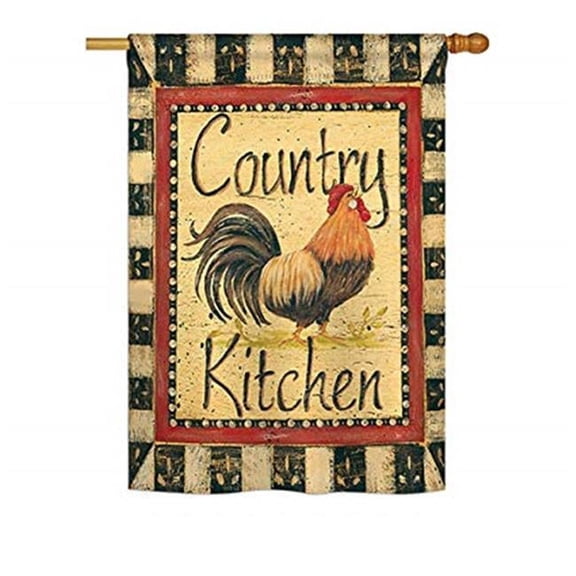 Breeze Decor BD-FA-H-110107-IP-BO-D-US18-SB 28 x 40 in. Country Kichen Nature Farm Animals Impressions Decorative Vertical Double Sided House Flag