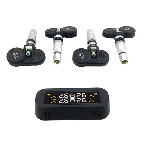 2x Sistema de Monitoreo de de Neumáticos Detección de Monitor Solar USB con Sensor Interno Incorporado (0-6.) Indicador de Neumático DYNWAVEMX Sistema de alarma de presión de neumáticos