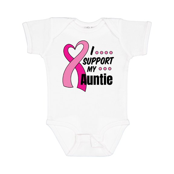 Inktastic Breast Cancer Awareness I Support My Auntie with Pink Ribbon Boys or Girls Baby Bodysuit