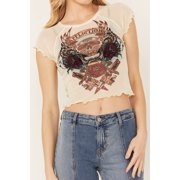 Affliction Women's Skull Mesh Graphic Tee - AWV26463 Medium US