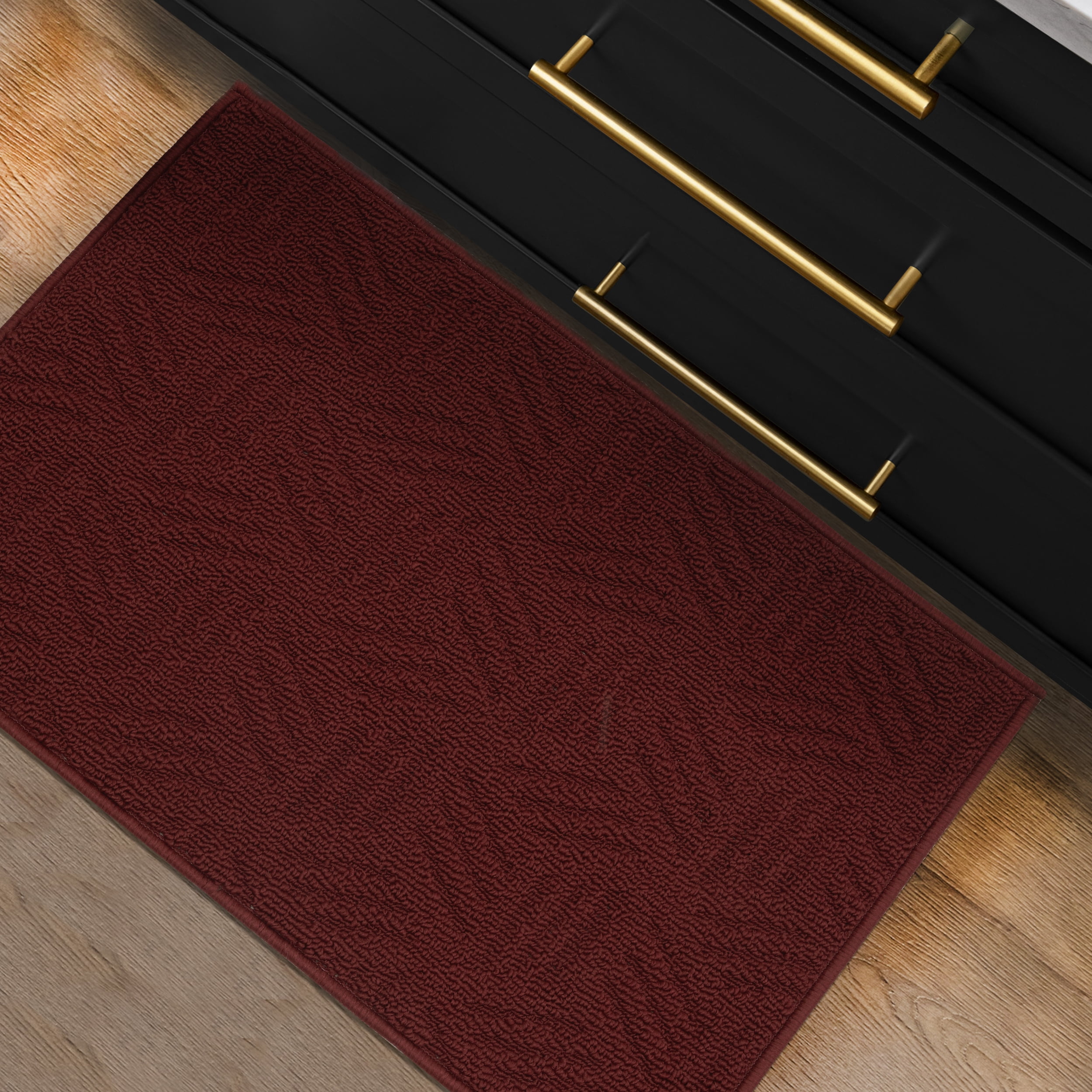 (2 pack) Mainstays Solid High Low Loop Kitchen Mat 18"x 27" Red Sedona