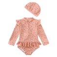 thumbnail image 4 of Traje de baño Floral de una pieza con espalda descubierta para niñas, Bikini para bebé, traje de baño con sombrero, vacaciones en la playa a prueba de sol, traje de baño elegante para niños pequeños, 4 of 5