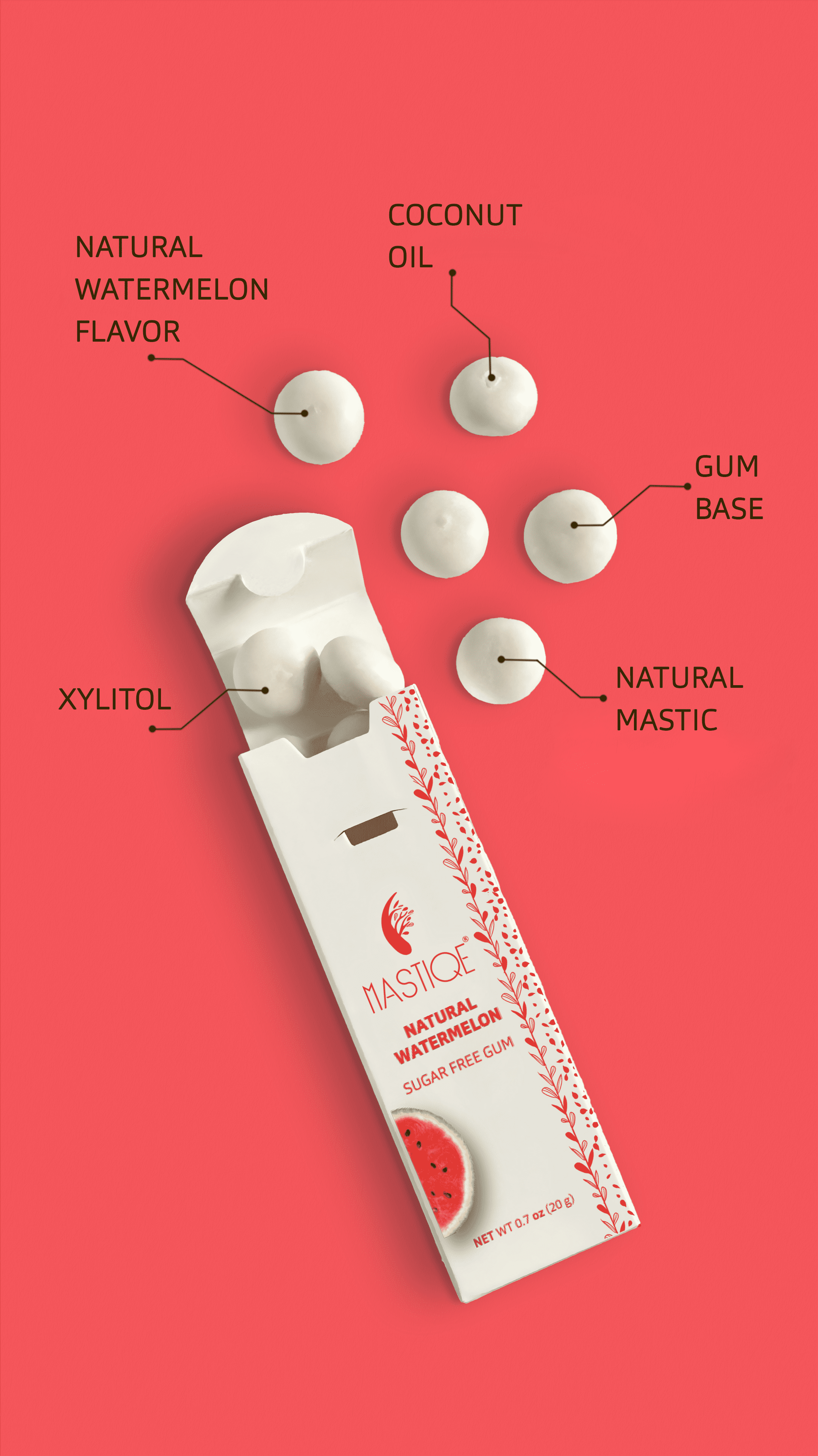 Mastiqe Sugar Free Chewing Gum with Natural Mastic -Watermelon