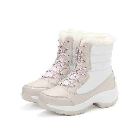 

Women s Warm Boots Winter Snow Boots Shoes Plush Lined Waterproof Lace Up WAV2