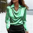 thumbnail image 7 of Uootdi Women's Satin Blouses Elegant Long Sleeve Shirts Vintage Satin Blouse Casual Dressy Business Tops, 7 of 7