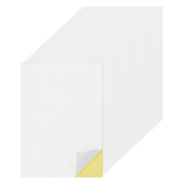 25 hojas de papel de cartón autoadhesivo imprimible, 8"x12" papel de cartón autoadhesivo A4 250gsm blanco mate