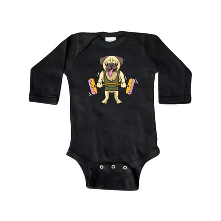 

Inktastic Pug Dog Donut Gym Workout Gift Baby Girl Long Sleeve Bodysuit