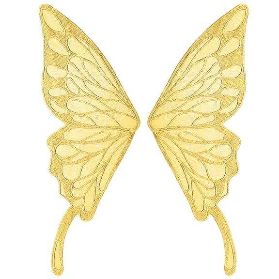KHONTS 1 Pair Fairy Wings DIY Garment Dress Supplies Sew on Patches Butterfly Lace Appliques Embroidery Collar Neckline Trims Embellishments Yellow One Size