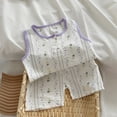 thumbnail image 5 of Gubotare Summer Pajamas for Kids Children Sleepwears Girls Spring Summer Cartoon Print Short Sleeve Sleepwear Outfits Pajamas Clothes (Light Purple,Size 6-7 Years(140)), 5 of 9