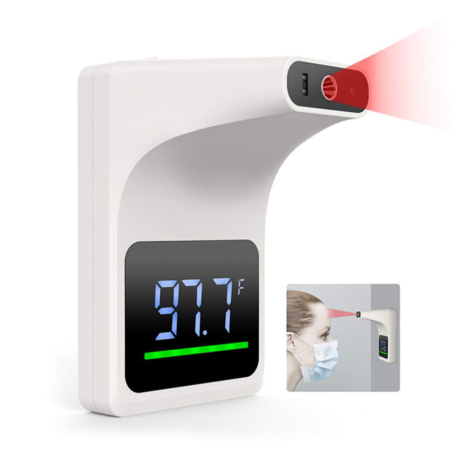 LTLJX Wall-Mounted Body Thermometer Non-Contact Rapid Temperature Measurement with Tricolor Fever Alarm LCD Display for Apartment Factories