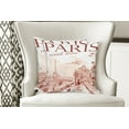 thumbnail image 4 of Ambesonne Pink Throw Pillow Cover 2 Pack, Vintage Watercolor Paris, 16", Pink, 4 of 6