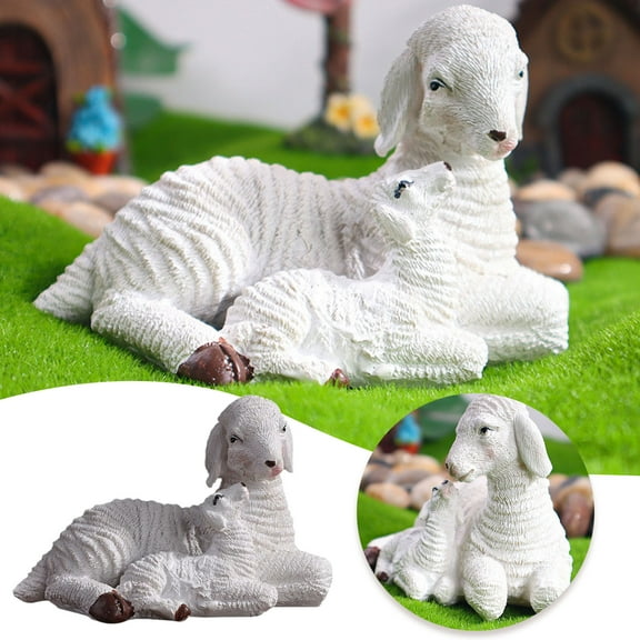 Leatfisat Realistic White Sheep Resin Figurines, Cute Sheep Decor For Garden And Patio – Outdoor Ornament For Lawn And Landscape Enhancement
