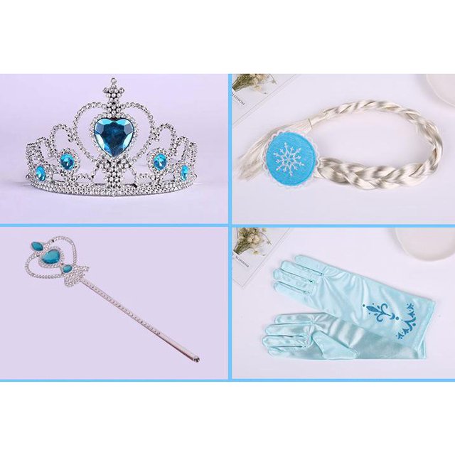 NNJXD Frozen Princess Elsa Anna Cosplay Vestido Para Niñas Fiesta De Cumpleaños Disfraz De Halloween 546