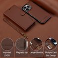 thumbnail image 5 of Detachable Wallet Case for iPhone 11, Card Slots Holder Premium PU Leather Magnetic Kickstand Shockproof Wrist Strap Removable Flip Protective Cover for iPhone 11, Brown, 5 of 12
