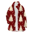 thumbnail image 4 of Womens Coats Christmas Printed Turdown Collar Button Casual Winter Loose Long Sleeved Jacket,Coats for Women Red M, 4 of 6