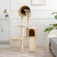 thumbnail image 2 of 59" Plush Cat Tree Tall Cat Tower for Indoor Cats, Multi-Level Cat Condo with 2 Perches & 2 Caves, Cozy Basket, Pet Supplies, 2 of 6