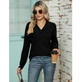 thumbnail image 2 of ZHENWEI Women Long Sleeve V Neck Pullover Collar Knitted Sweaters, 2 of 6