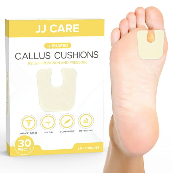 Jj Care Callus Cushions (Pack Of 30) Callus Pads For Bottom Of Foot - U Shape - Callous Remover For Feet Pads - Soft Felt Foot Pads For Calluses For Women Pain Relief & Foot Care
