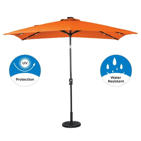 Sun Ray - 9'x7' Rectangular Solar Lighted Umbrella - Royal Blue