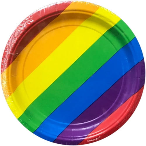 Amscan Rainbow Stripes Small Paper Plates (8ct)
