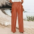 thumbnail image 4 of Jamsmile Women Pants Buttons Summer Stripe Print Casual Beach Pants Trousers High Waisted Wide Leg Pants With Pockets, 4 of 9