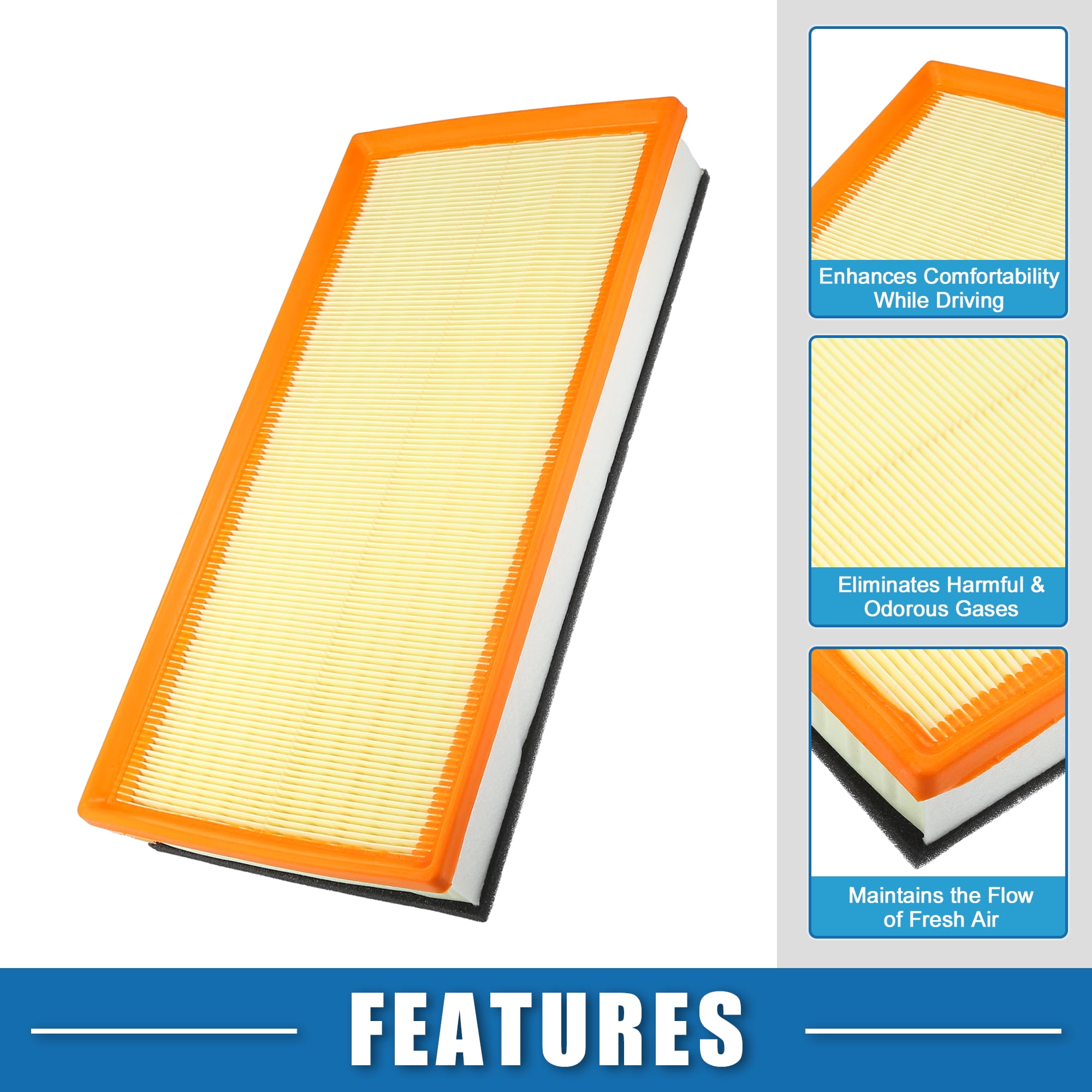 Unique Bargains Engine Air Filter No.7L0129620A Air Flow Intake Filter for Audi Q7 Yellow 1Pc