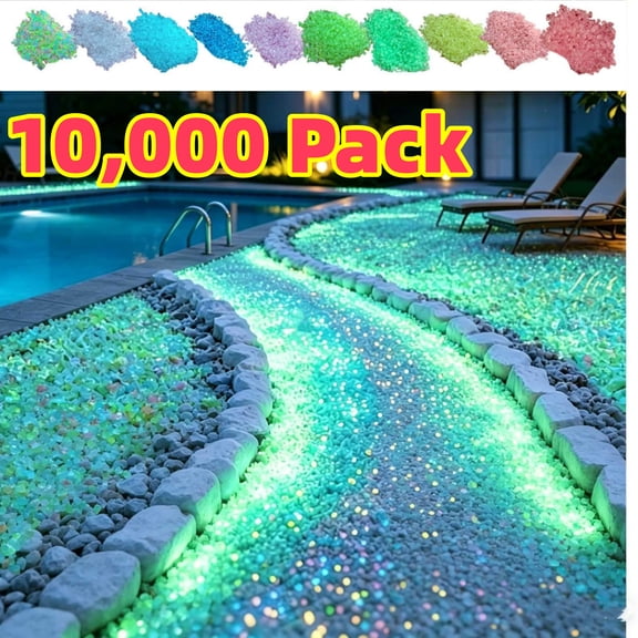 10000 Pcs Glow in The Dark Sand Substrate, DIY Luminous Glow Stones for Gardening Landscaping, Glowing Gravel for Outdoor Lawn Walkway Yard Decor, Blue