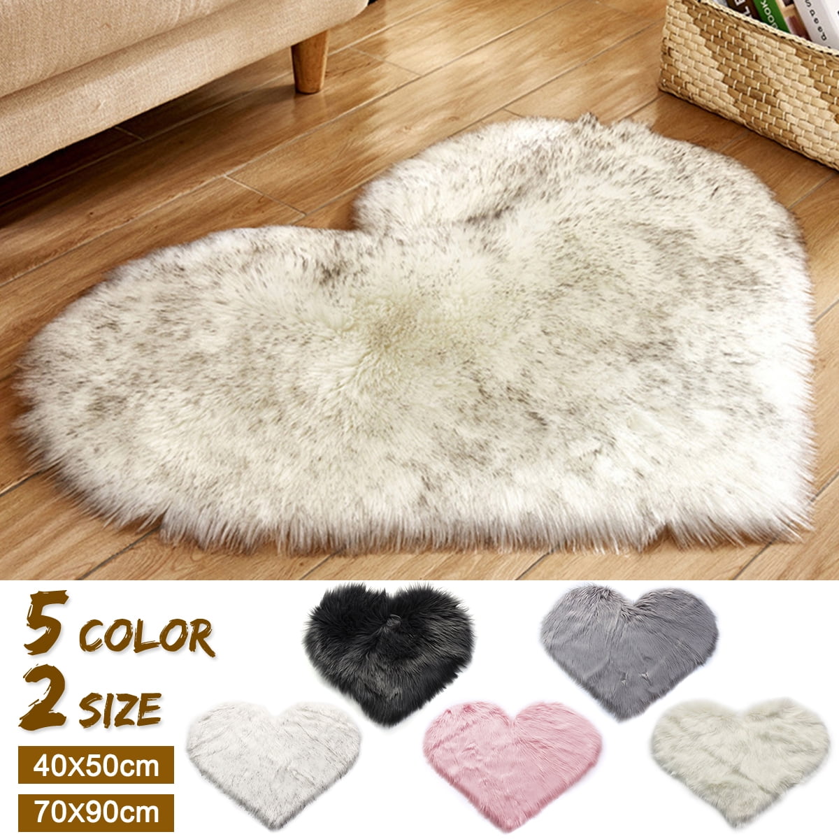 5 Colors 16x20 inch Mini Heart Shape Carpet Sofa Mat Soft and Silky