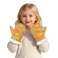 thumbnail image 5 of Winter Mittens for Kids Winter Unisex Kids Thermal Insulated Mittens Printed Warm Lined Cold Weather Outdoor Activity Handwear for Boys and Girls Toddlers Girls Mittens Orange 2 Years-3 Years, 5 of 7