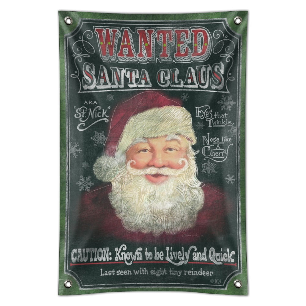 Christmas Holiday Santa Claus Wanted Poster Chalkboard Home Business
