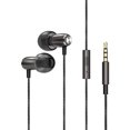 thumbnail image 1 of Audífonos WS-045 para dormir con micrófono, diseño ergonómico y control de cable, color negro metálico, conector de 3.5mm, ideal para música y llamadas., 1 of 6