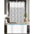 thumbnail image 6 of No Hook Cloth Fabric Shower Curtain with Snap in Liner, Gray Leaves Waterproof Shower Curtains Set with See Through Top Window, Vintage Farmhouse Pastoral Aesthetic Plants Bath Curtains 72"x96", 6 of 6