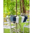 thumbnail image 3 of Fsddascl Green Navy Blue Striped Outdoor Tablecloth - 60 Inch Round Dining Table Cover, Farmhouse Stripe Art Waterproof Outdoor Table Cloth with Umbrella Hole & Zipper for Picnic/Patio/Party, 3 of 7