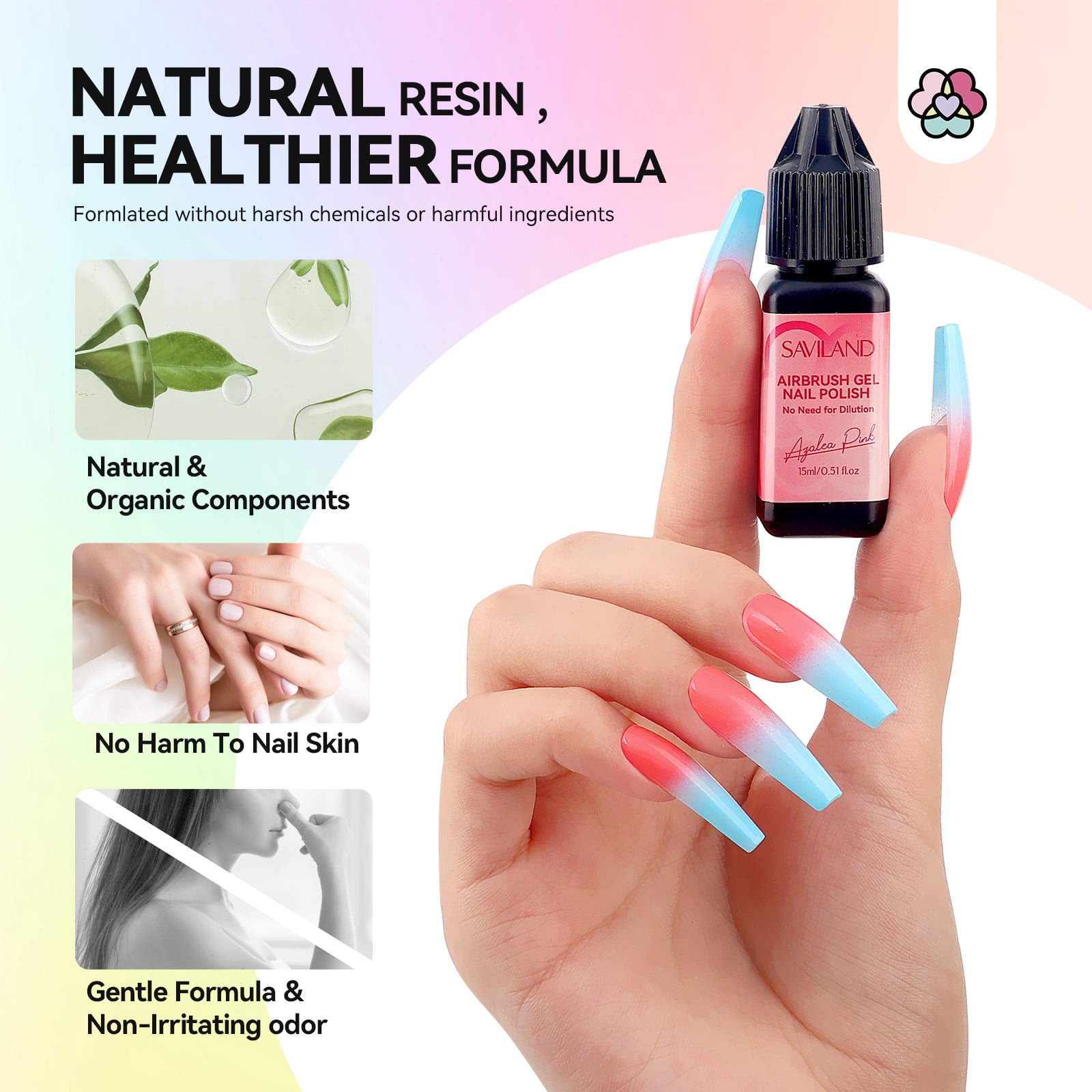 SAVILAND Airbrush Gel Nail Polish: 36 Colors No Need for Dilution Gel Polish Airbrush Paint for Nail Diluted High Pigmented for Acrylic French Gradients Cat Eye Paint Home Salon DIY