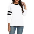 thumbnail image 3 of Admvng Women's Tops Casual Patchwork Round Neck Three-quarter Sleeve 3/4 Sleeve T-shirt Loose Top, Size S-4XL, 3 of 4