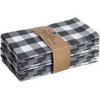 Fingercraft Dinner Cloth Napkins, Everyday Use, Soft and Well Absorbent Cotton Buffalo Plaid Table Napkins, 12 Pack, 20x20 Charcoal and White