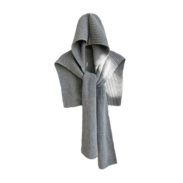 Bufanda con capucha para la cabeza, cuello, orejas, cómoda, para mujeres y hombres Gris