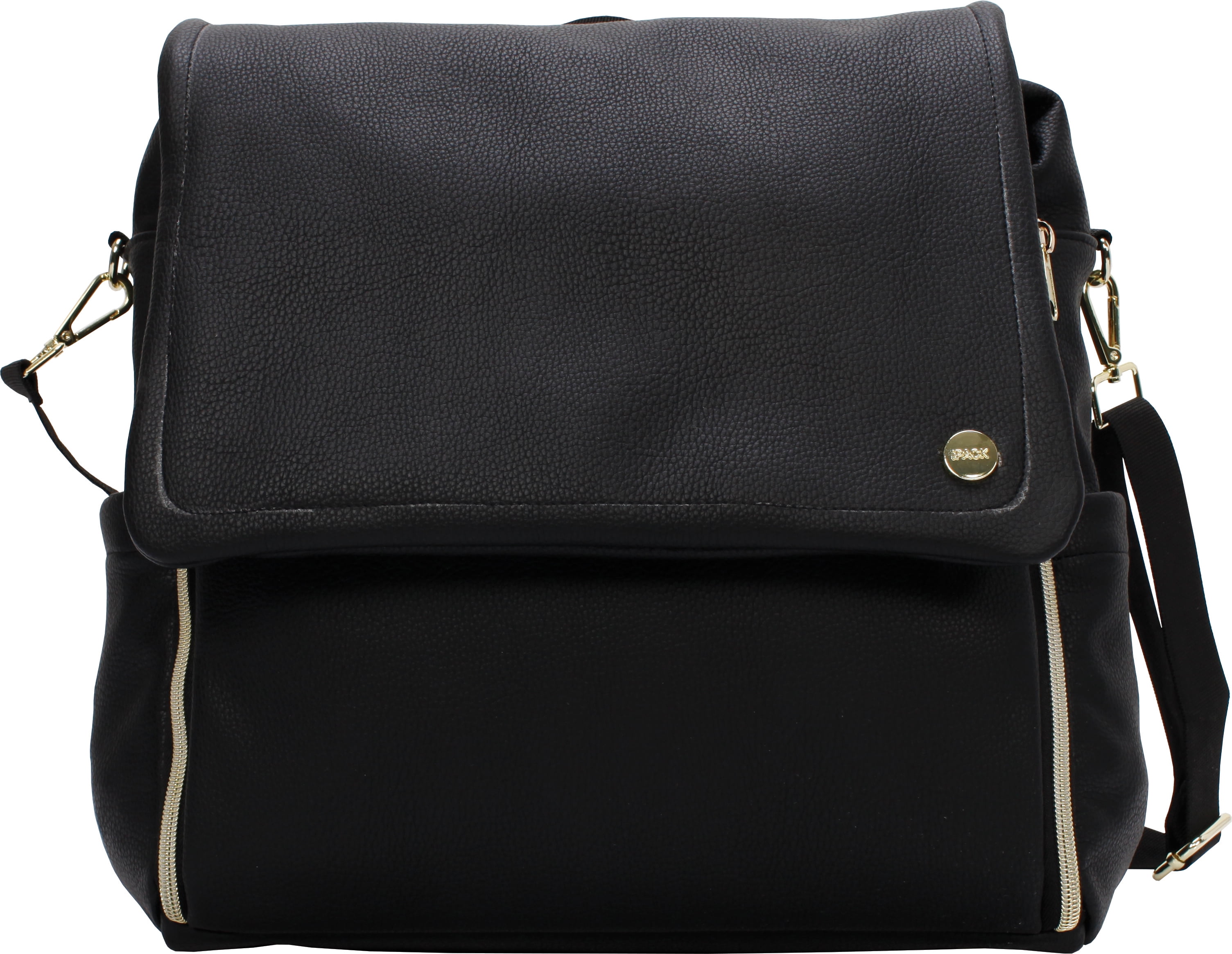 iPack Changing Pad Included Messenger Diaper Bags, Solid Print Black