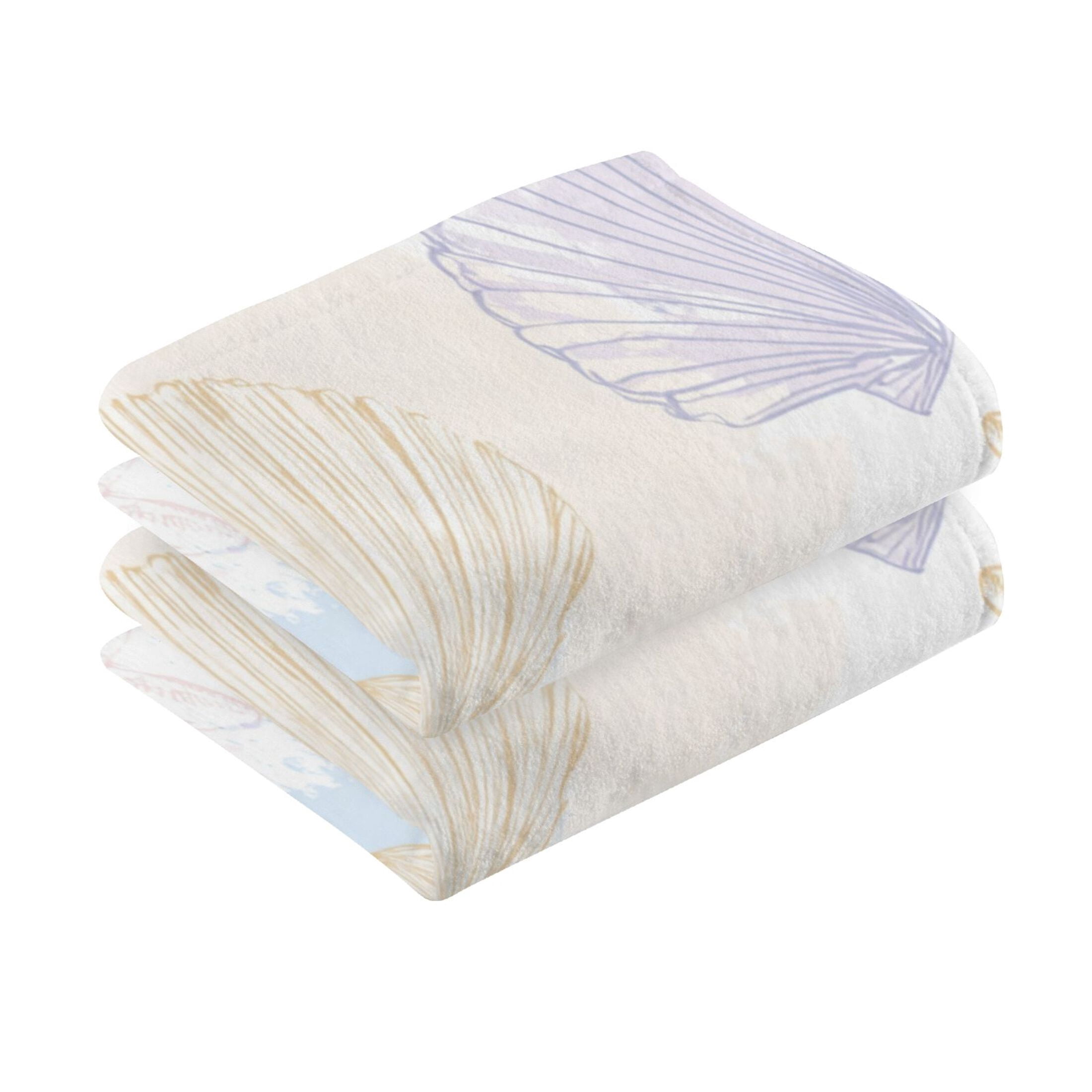 2 Pieces of Cotton Towel Face Towel Set Hand Towel Bath Towel Cotton Bath Towel Sets Coastal Beach Theme Art