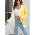 thumbnail image 3 of Asymmetrical Vibrant Color Block Cardigan Sweater Thigh Length Long Sleeves for Women Yellow Medium, 3 of 5