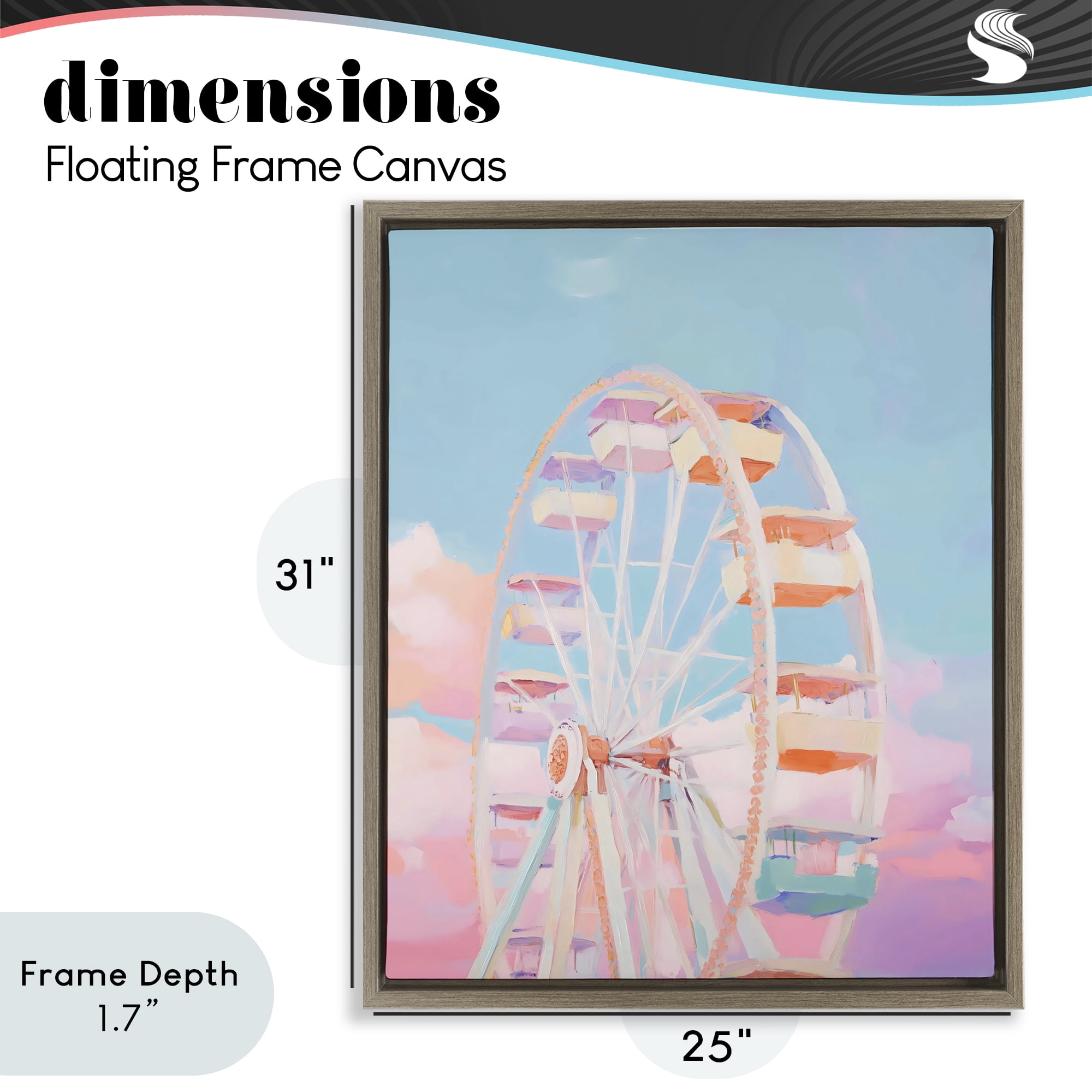 Stupell Industries Ferris Wheel & Cotton Candy Sky Brown Framed Floater Canvas Wall Art, design by The Prints Vibe
