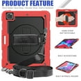 thumbnail image 3 of Dteck Screen Protector Case for iPad Pro 5th Generation 12.9-inch 2021,Shockproof Rubber Armor 3-Layer Protection Case Hybrid Stand Cover with Adjustable Shoulder/Hand Strap,Black+Red, 3 of 7