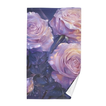 Bath Towels Cotton Face Towel Soft Absorbent Quick Dry for Bathroom 16"x28" Glowing Petals Rose