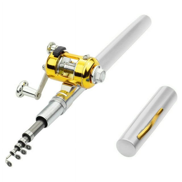 POINTERTECK Pen Fishing Rod Reel Combo Set Mini Pocket Telescopic Fishing Pole Kit with Fishing Rod and Spinning Reel Combo Kit for Saltwater Freshwater