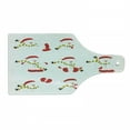 thumbnail image 1 of Christmas Cutting Board, Snowman with Scarf Different Funny Poses Noel Festivities Themed Motifs, Decorative Tempered Glass Cutting and Serving Board, Wine Bottle Shape, Red White Green, by Ambesonne, 1 of 1