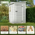 thumbnail image 6 of Patiowell 5x4 FT Resin Storage Shed with Floor, Window & Lockable Door – Weatherproof Outdoor Shed for Garden Tools, Bikes, Gray, 6 of 8