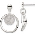 thumbnail image 1 of Sterling Silver Polished & Satin Circle Post Dangle Earrings (26.35 X 18.6) Made In Italy qe16095, 1 of 5